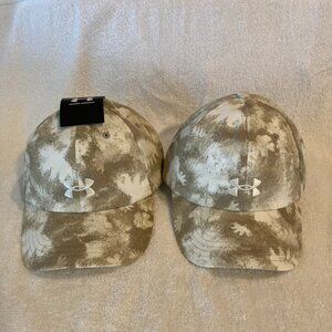 Brand New Under Armour Tan and White Baseball Style Hats - 2